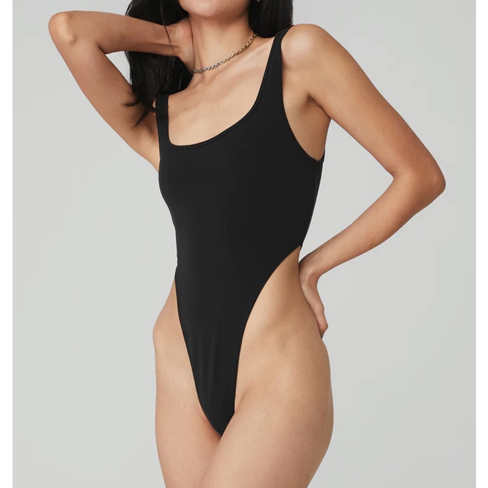 Adika Black high-cut bodysuit